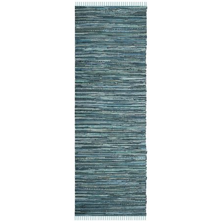 SAFAVIEH 2 ft. - 3 in. x 6 ft. Rag Hand Woven Runner Rug - Turquoise and Multi Color RAR127C-26